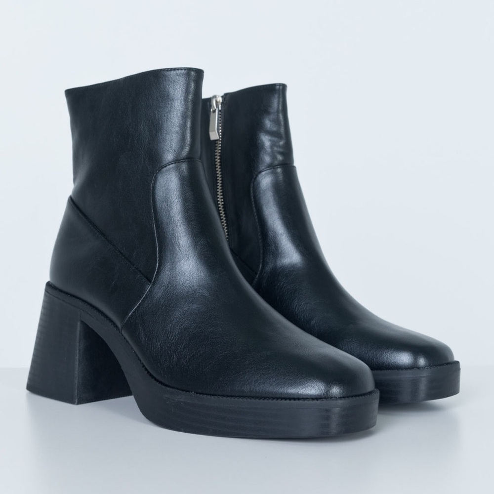 Black Leather Ankle Boots